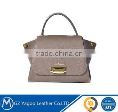 2016 hit color latest leather tote handbag bag with long strap