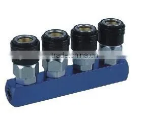 4 way connector Manifold with Nitto Japan pneumatic air release quick coupler, plastic coupling