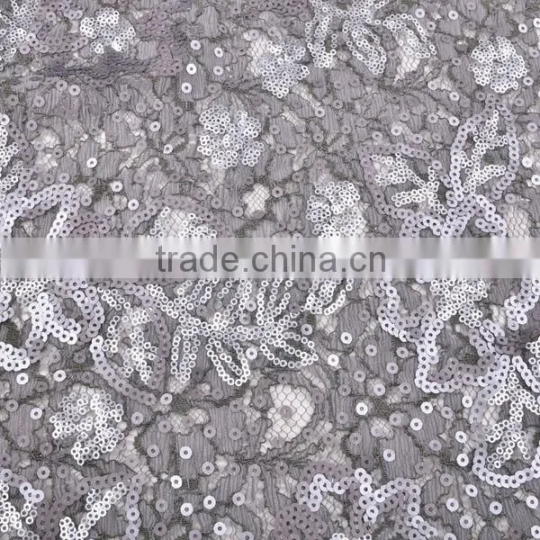 Hot sale flower sequin embroidery fabric for dress