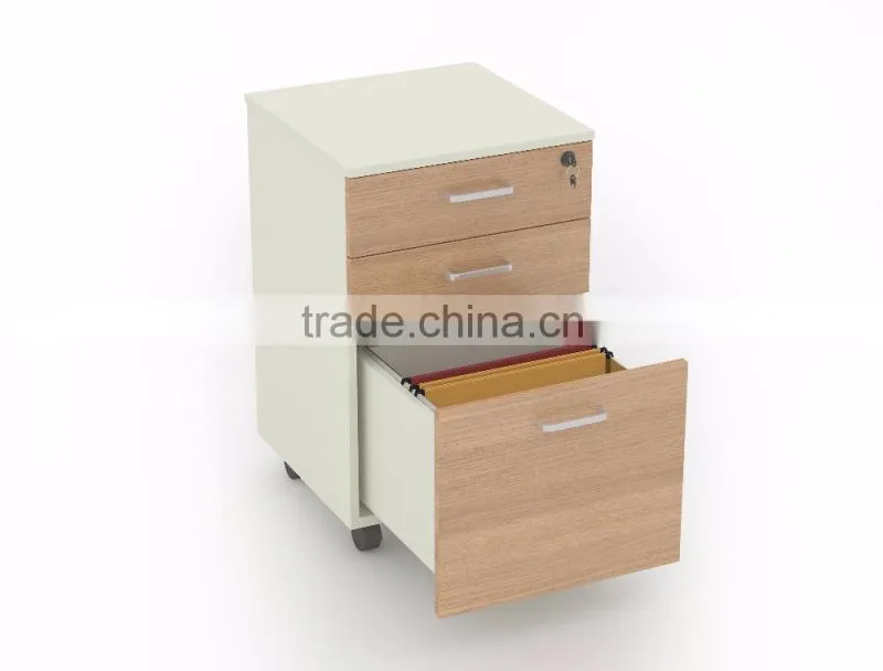 Wood office furniture mobile file cabinet with caster/wheel