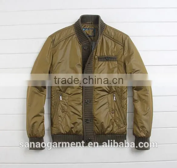 2015 casual men's knitted collar slim fit cotton-padded jacket