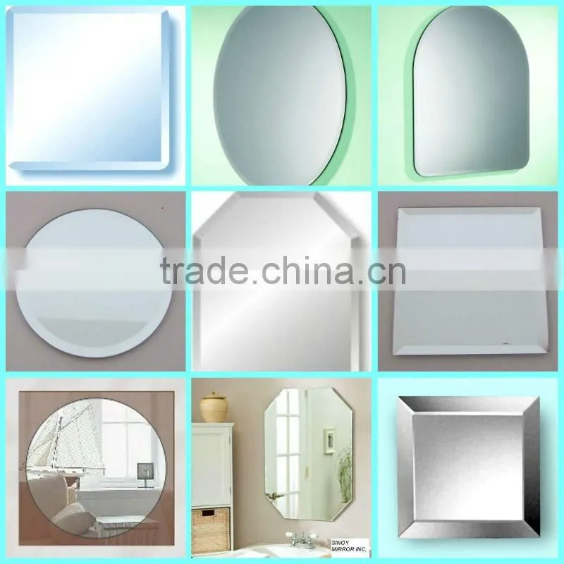 Shaped Mirror in round, oval, wave or other shapes, with different edge treatment