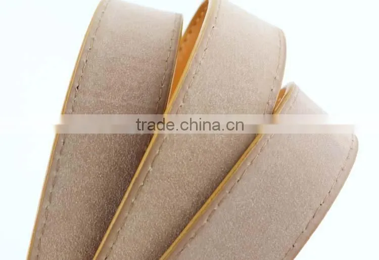 New Designer ladies leather belt with high quanlity brown pu leather buckle in yiwu
