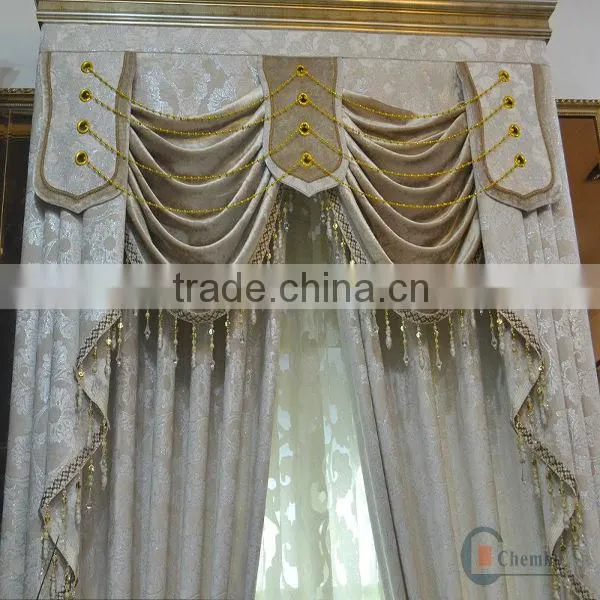 2014 china wholesale ready made curtain,crystal glass curtain finials for curtain rods