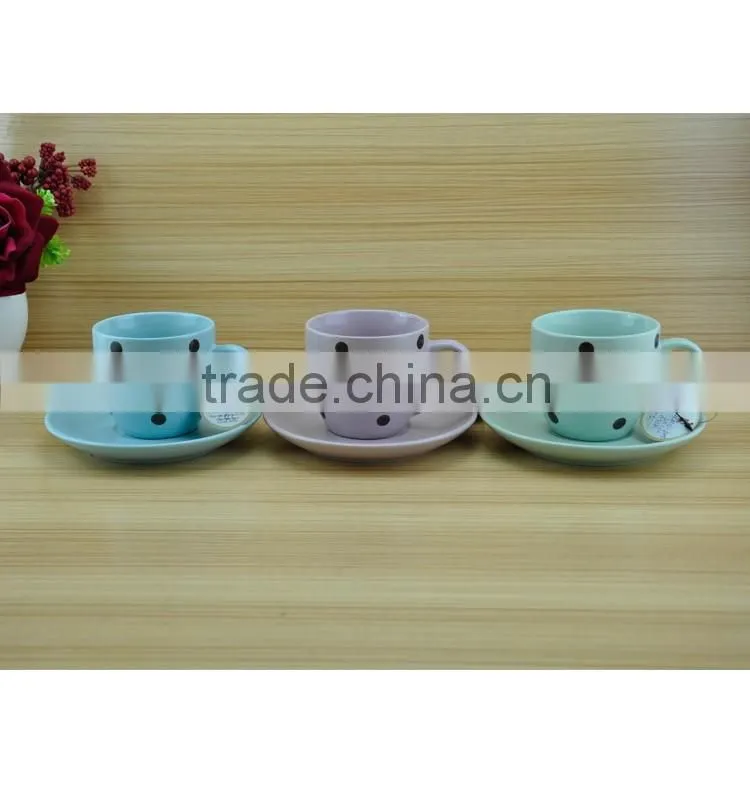 dot design biscuit cup and saucer,ceramic tea cup and saucer