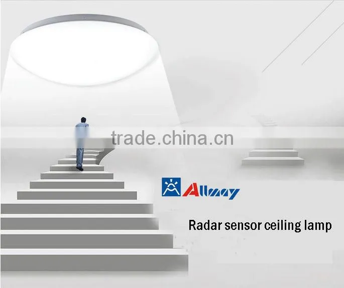 Microwave Sensor Round LED Ceiling lamp 18w pure/warm white doppler all in one