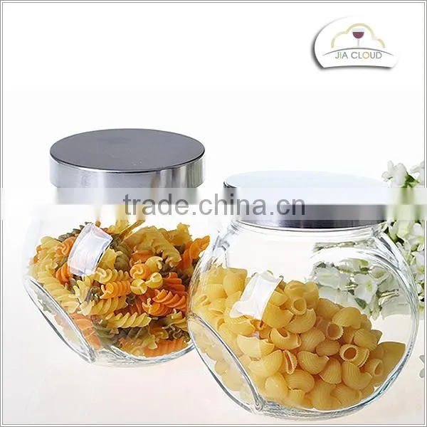 food jar glass food container with metal lid