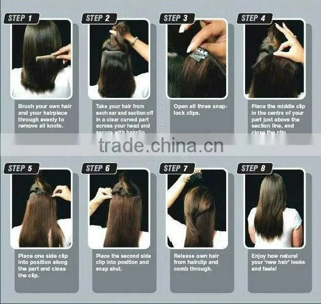 100% Virgin Remy Brazilan Hair Clip In100% Human Clip Hair Extensions