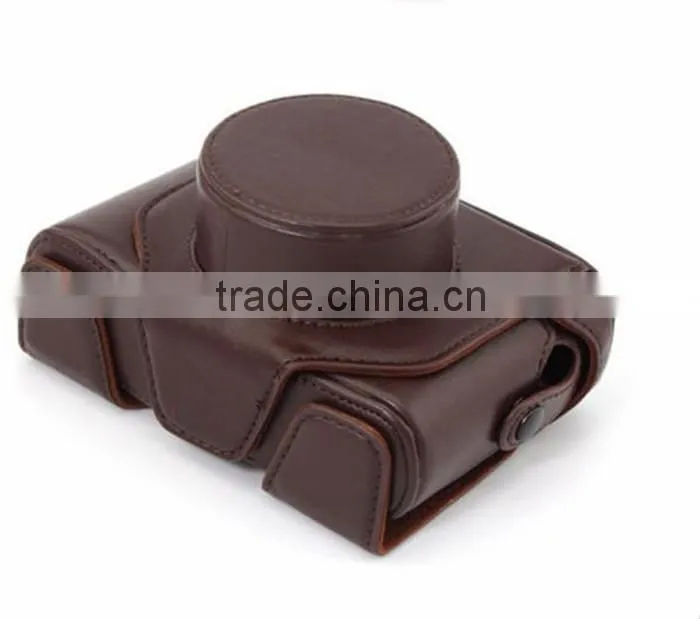 Factory high quality brown stylish PU leather Camera Bag in Dongguan