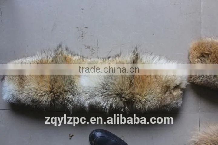 Wholesale Factory price natural color real coyote fur collar trimming/fox fur strips