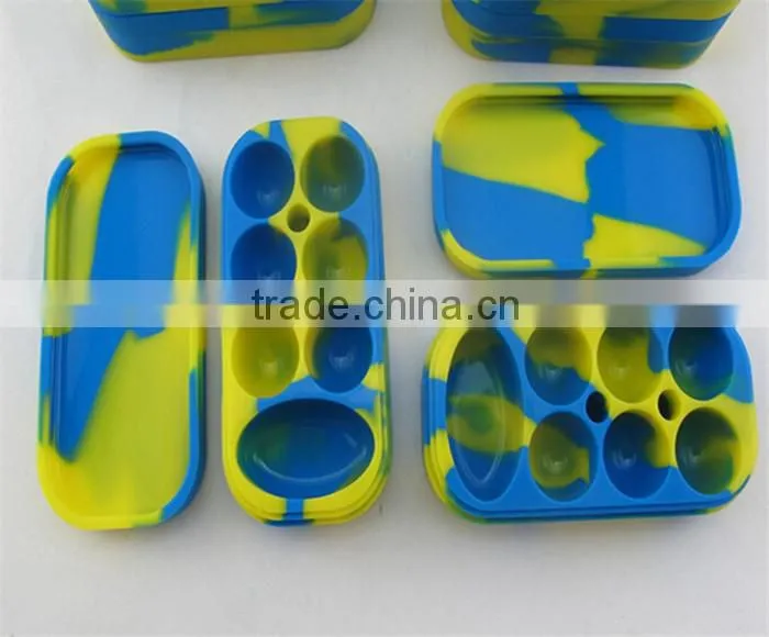 6+1 silicone container,Multi Color Non Stick Silicone Container Concentrate Oil,square silicone jars dab wax container
