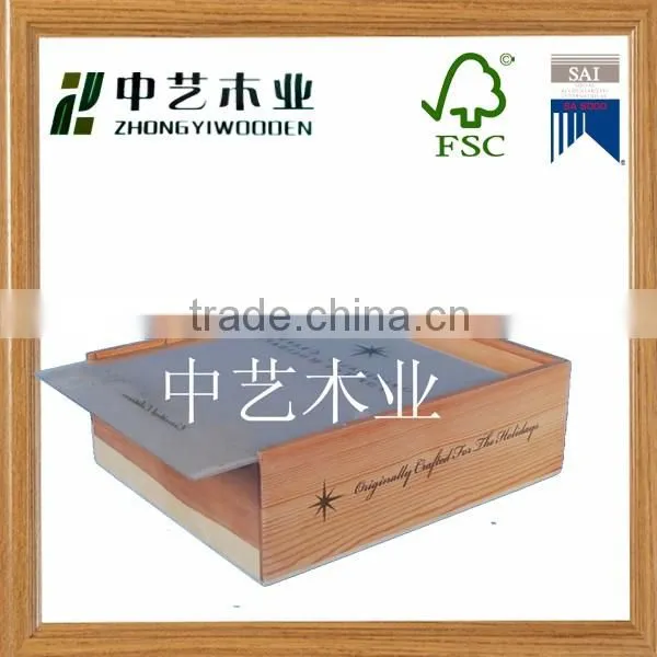 Trade assurance high quality custom wholesale wooden wine gift box for double bottles