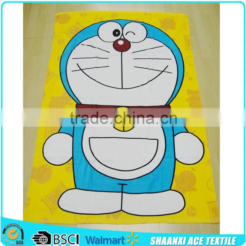 Lovely cartoon image brand printed bath towel/cartoon brand promotional towel