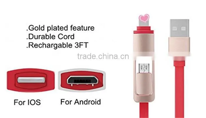 Flexiable Design All in One USB Multi Charger Data Cable, 2 in 1 Micro USB Charger for Cell Phone
