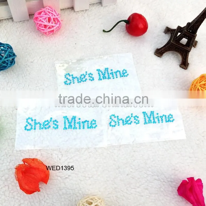 Hotsale Wedding Groom 3d rhinestone crystal letter shoe or cup stickers