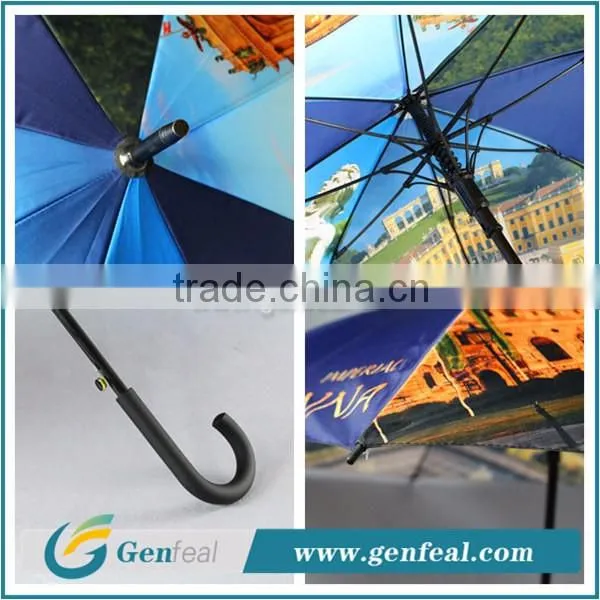 8k ribs heat transfer printing waterproof fabric for wooden handle umbrella