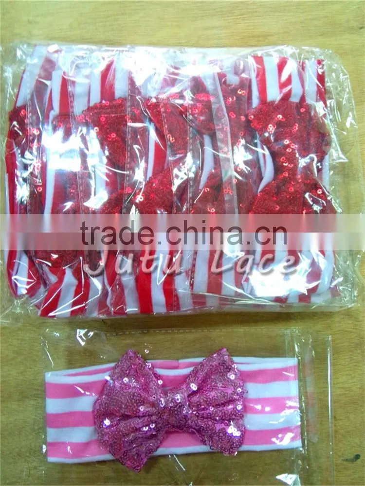 Popular Newborn Baby Headbands with Bows - glitter sequin bow with elastic strip headband
