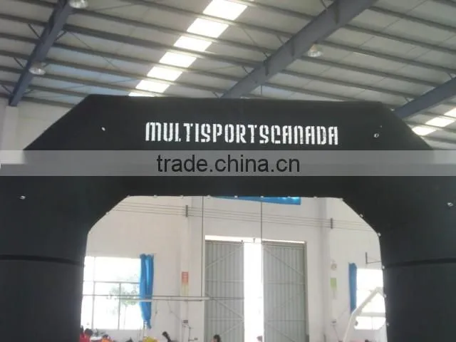 Customized design high quality advertising black inflatable finish line arch