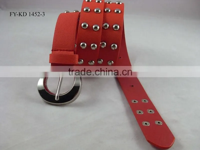 2.5cm red rivet metal studded belt