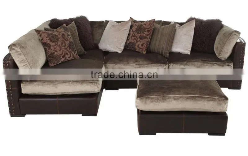 American Style Genuine Leather Corner Sofa Set with Ottoman for Australia