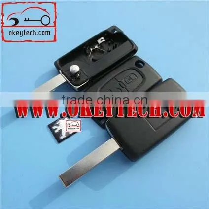 OkeyTech Peugeot 407 2 remote key shell with groove blade and battery place for key cover peugeot 407 key shell