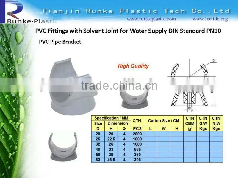PVC Pipe Fittings with Solvent Joint for Water Supply