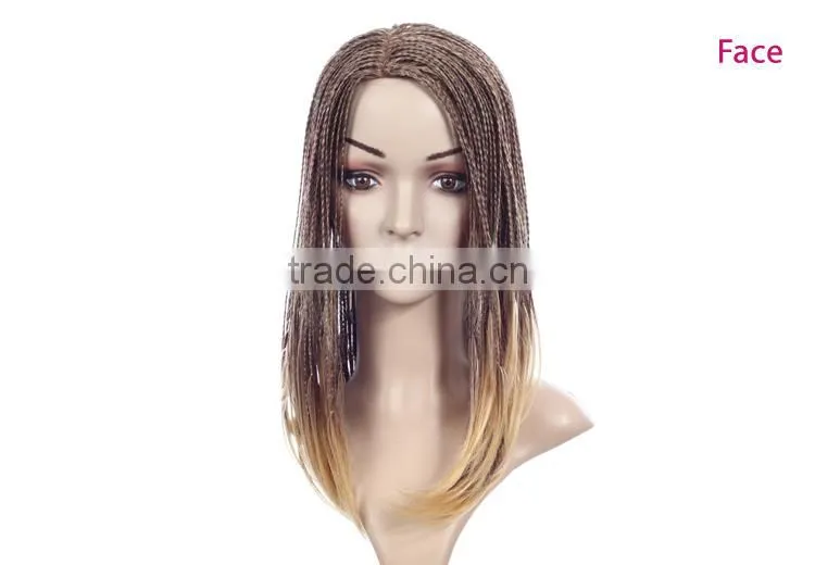 Blonde kinky twist afro braided wig lace front african box micro braid wig
