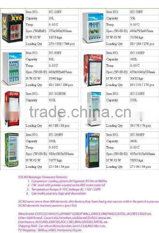 280L Single Door Soft Drink Display Refrigerator with CE