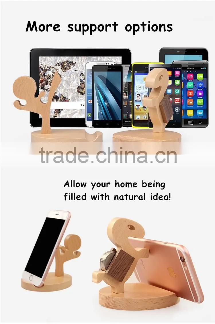 OCASE Lovely Creative Gift Item Mobile Phone Holder Natural Beech Wood Tablet Stand Model