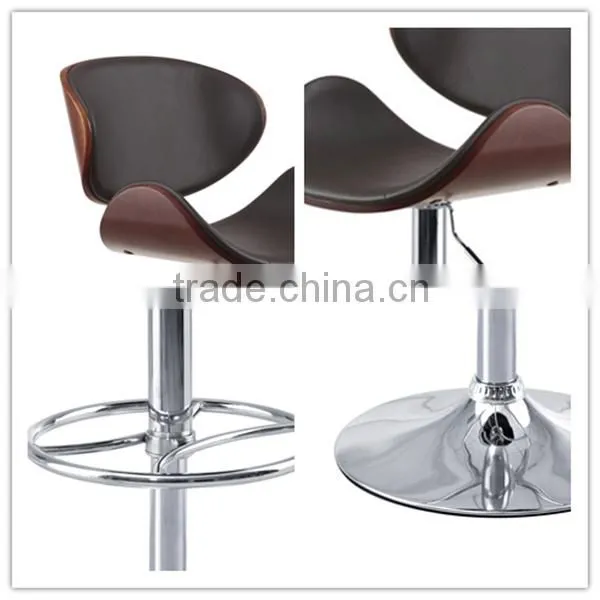 #2014H# Modern New Bent Plywood PU Leather Swivel High Bar Stools for Kitchen Use