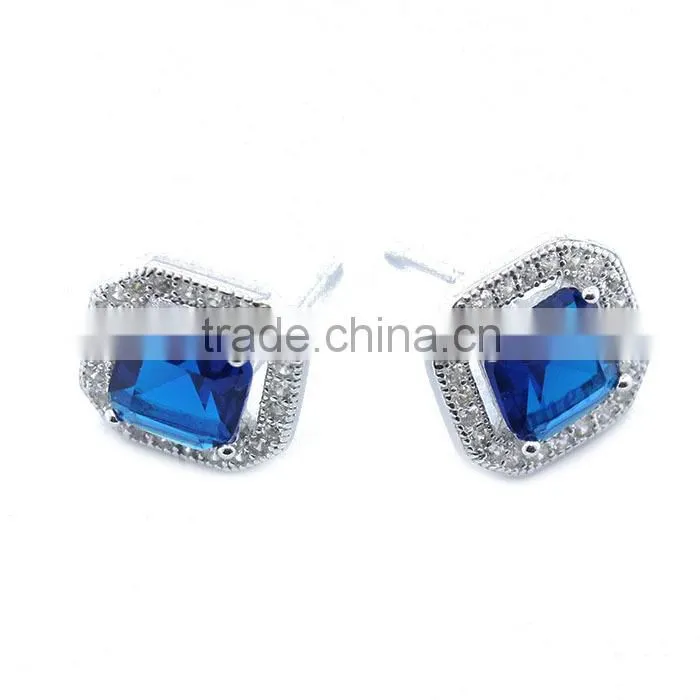 Factory price 925 silver gemstone funky stud earring