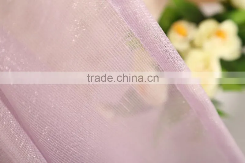 100% polyester fabric gold and silver metallic yarn voile sheer eyelet curtain drapes