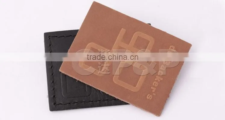 Genuine leather patch labels for jeans with custom embossed label