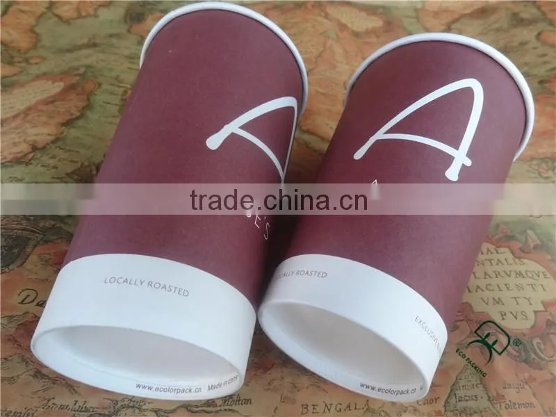 100% food grade single wall paper coffee cup with custom design printed