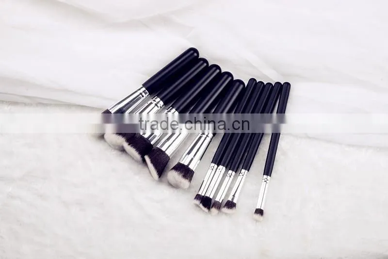 High-end 10pcs black cosmetic brush set bag