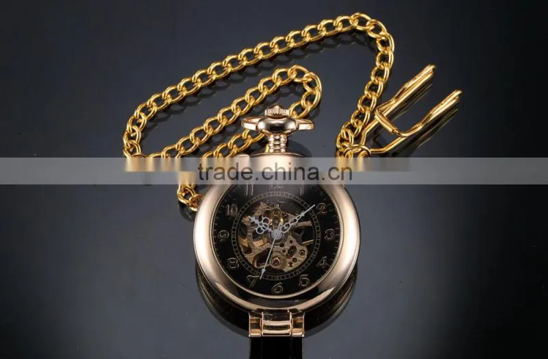 Elegant Hollow Hand Winding Mechanical Analog Men Pocket Watch