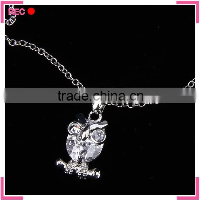 Different types of necklace chains jewelry, with owl pendant fancy long chain necklace