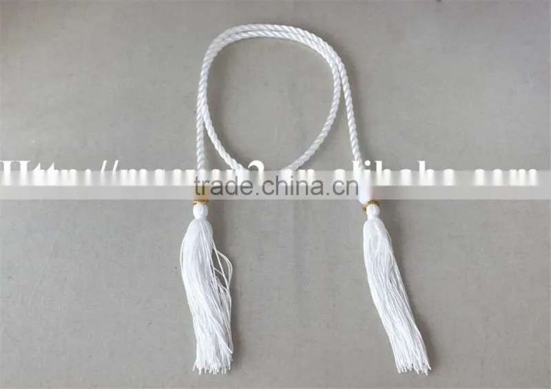 100% polyester tassels in white color long tassels for clothing