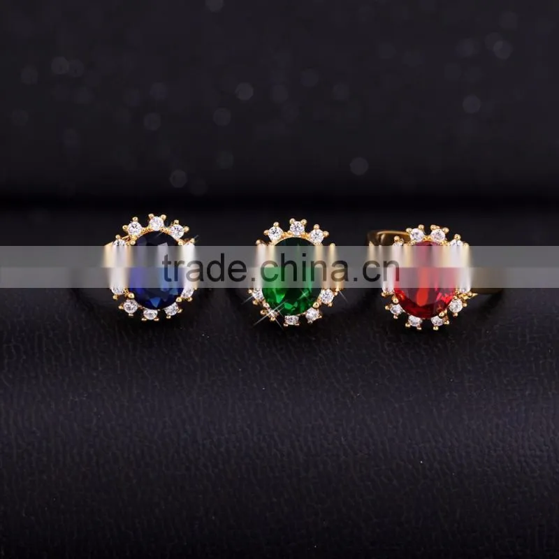 18K gold color rings with blue Gemstone 3gram gold ring