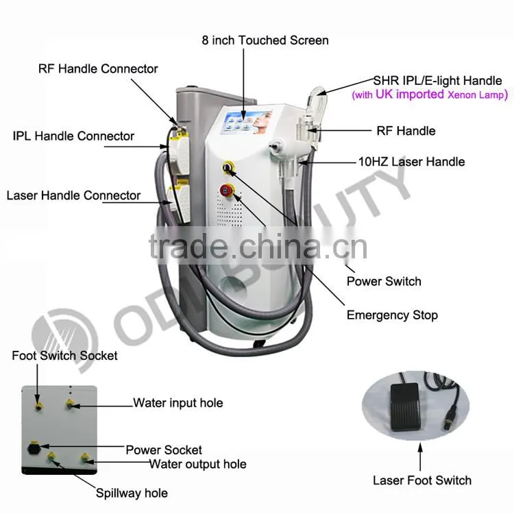 Hot selling multifunction spa machine 4 in 1 RF SHR ipl lazer OD-IRL10A