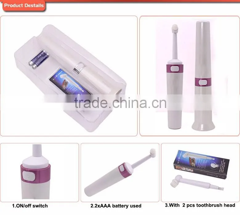 New design Soft Nylon Bristles battery used electronic teethbrush