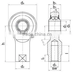 Heavy duty rod ends with integral self-aligning bearing, PIF