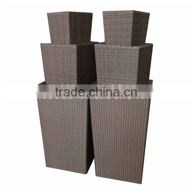 wholesale resin rattan woven large garden decor stackable planter
