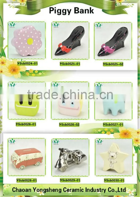 Wholeasale Ceramic high heel shoe piggy bank for gift