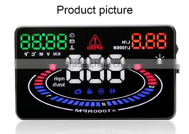 OBD2 Car Multi-color New HUD Head Up Display System 5.5 Inch HUD E300 display local time
