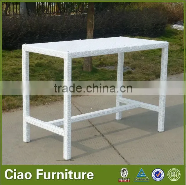 white color plastic rattan bar table