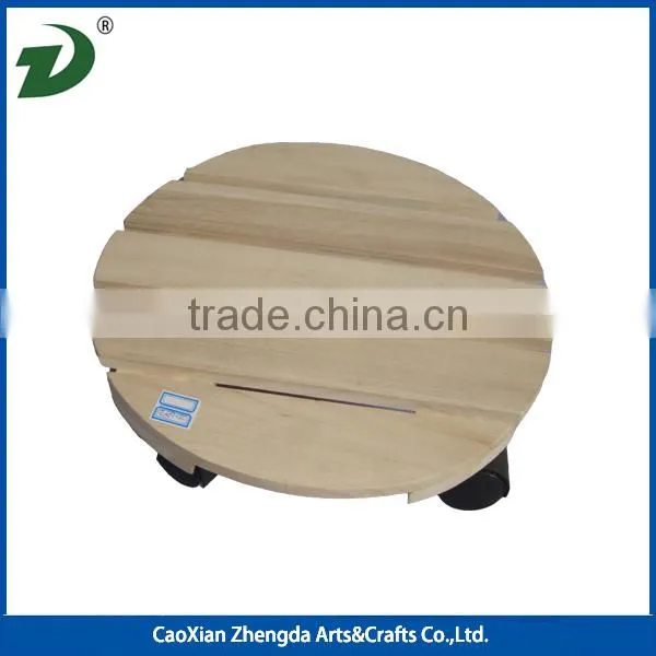 Wooden flower stand with wheels, wood stand can put flowerpot and move easily