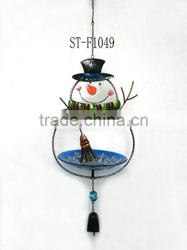 Stained Glass bird feeder with wind chimes