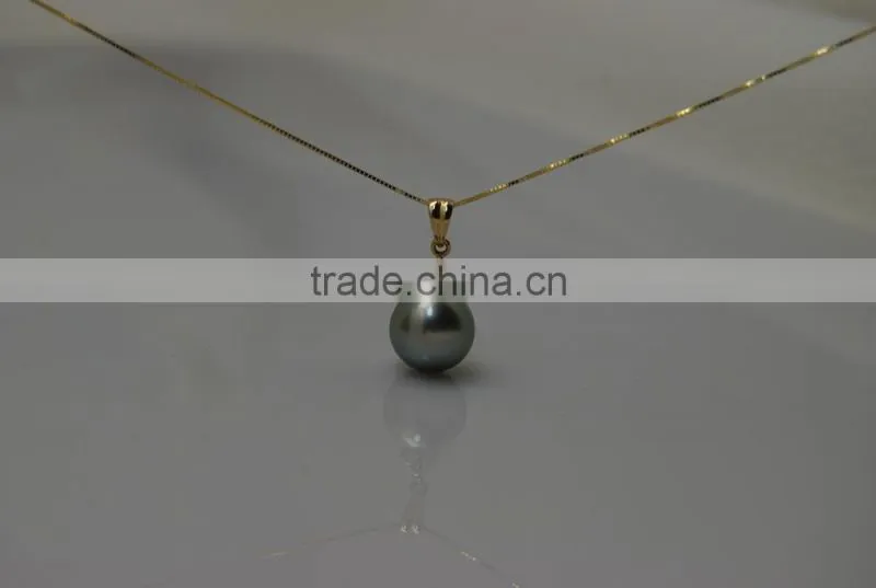 new design gold pendant peacock green10-11mm TahitIan pearl
