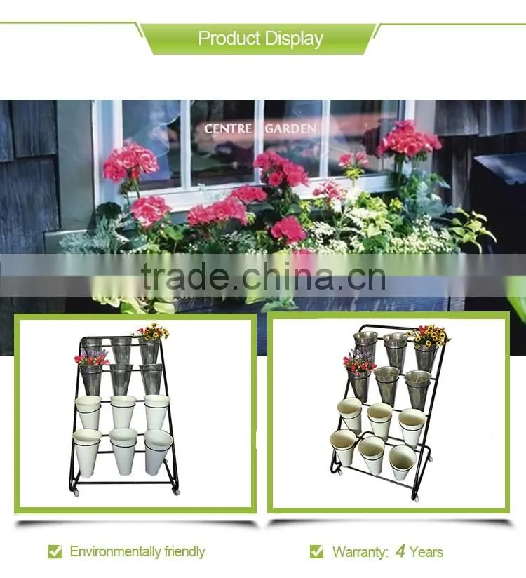 metal garden flower stand with 12 pots